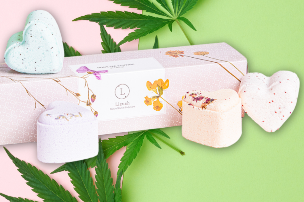 CBD -  5 Hearts Shaped Shower Steamers/ fizzies with CBD - in a Gift Box - Can be personalized. (THC free)