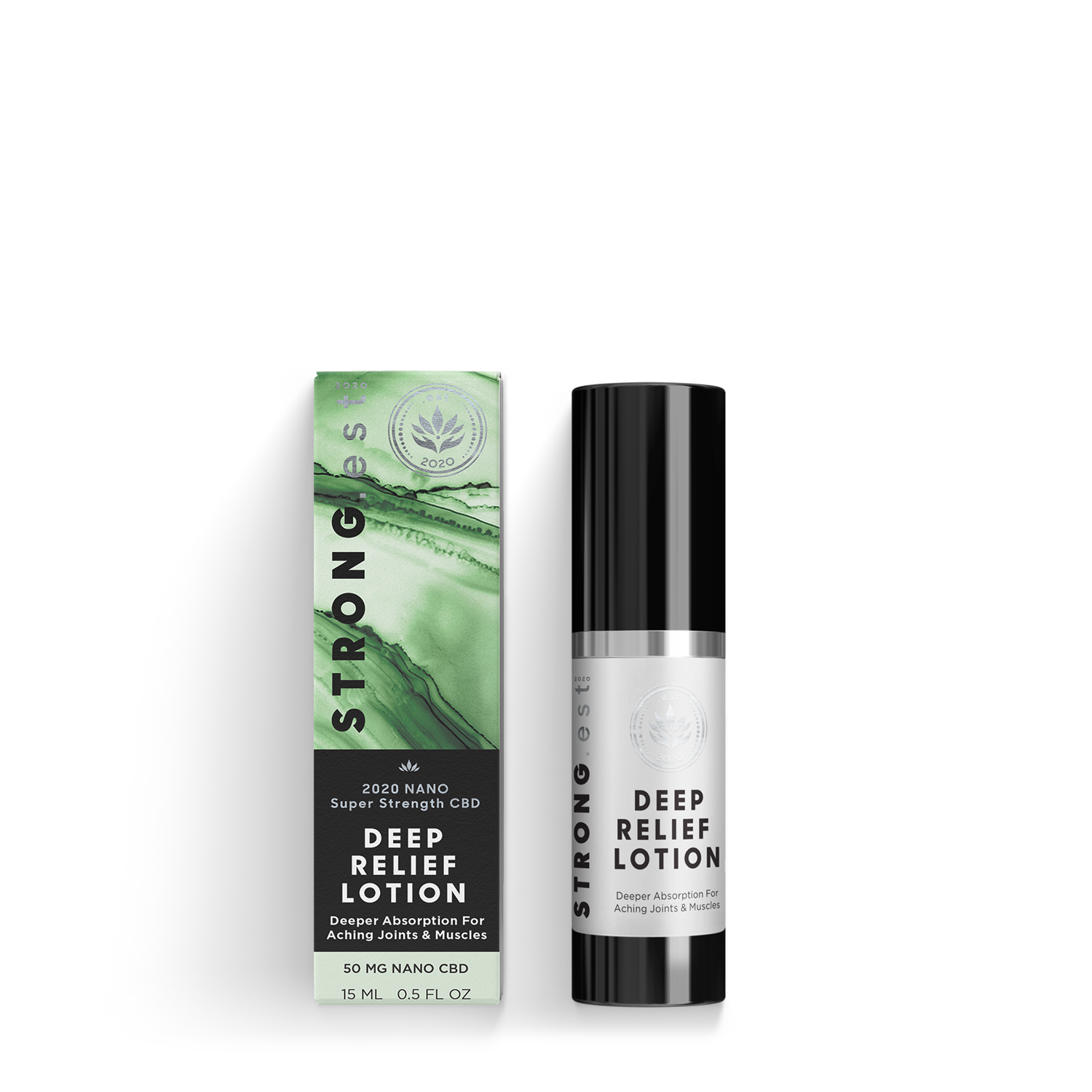 Look for the STRONG.est, FAST.est, DEEP.est pain relief! The STRONG.est Deep Relief line of pain relief lotions by .est 2020 Luxury Skincare. Our Extra Relief Lotion features 850 mg of full spectrum cannabidiol to reduce pain and inflammation.