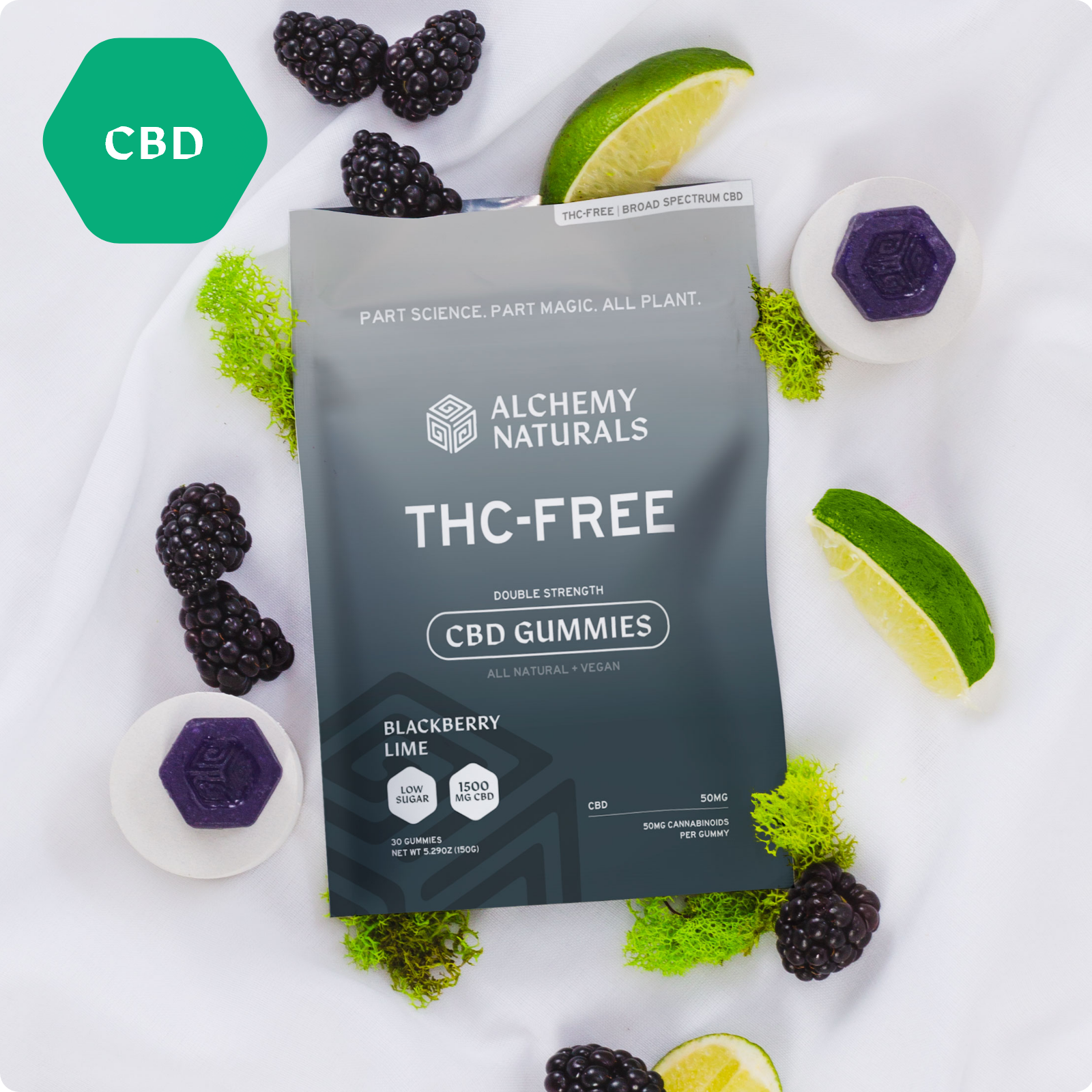 6-Pack: Alchemy Naturals Broad Spectrum CBD Gummies - THC Free
