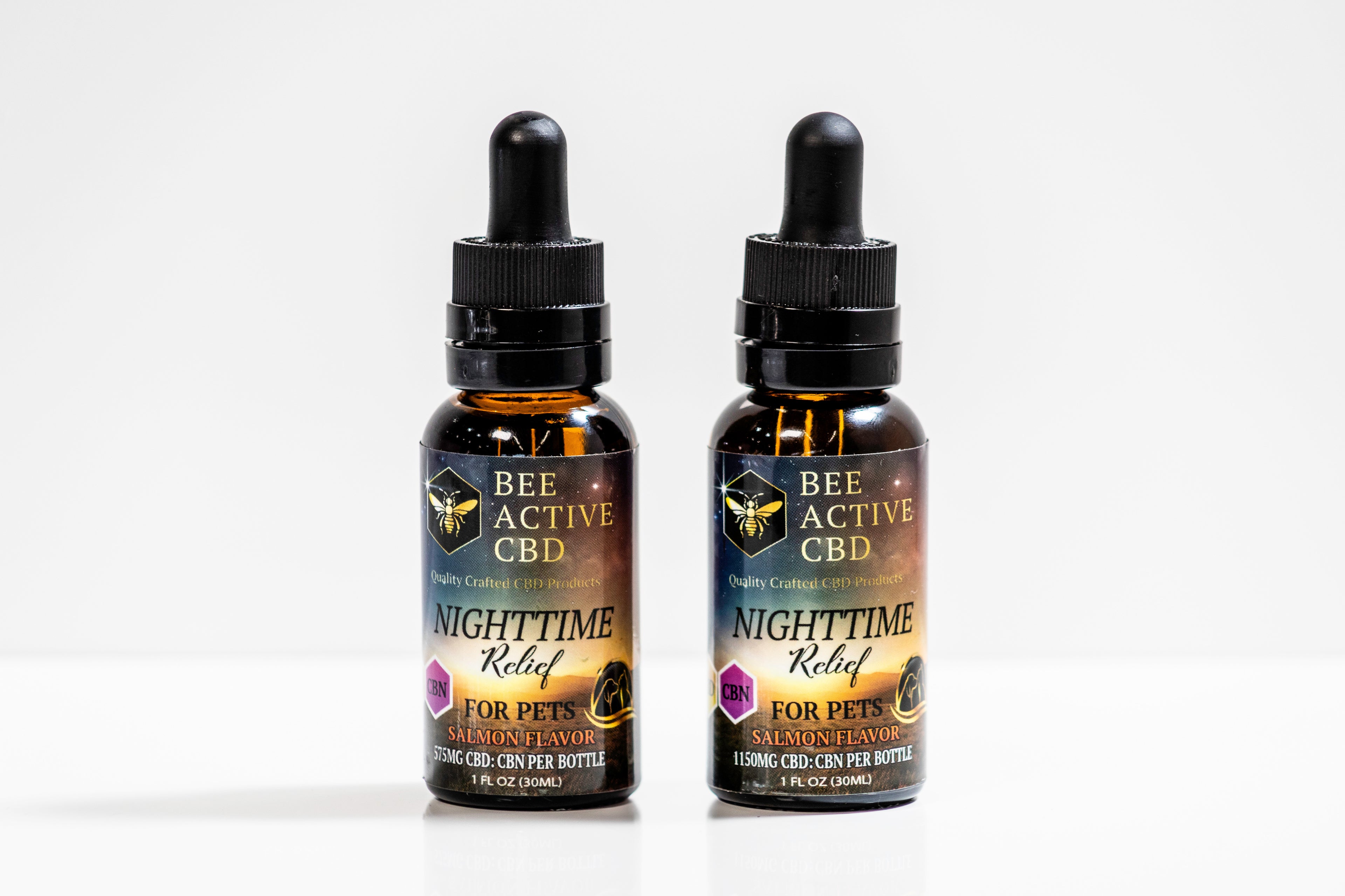 Bee Active Nighttime Relief Pet Tincture — Full Spectrum CBD + CBN Salmon Flavor