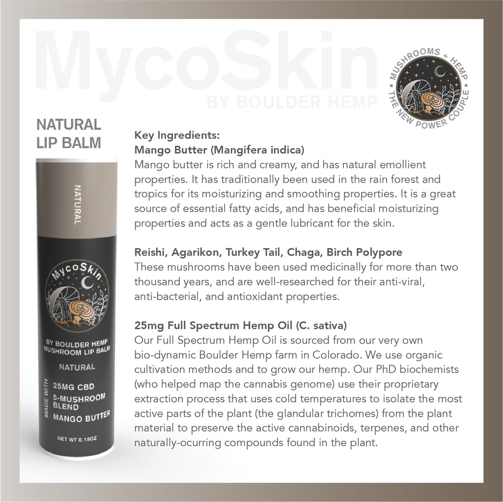 Natural 25mg CBD + Mushroom Lip Balm