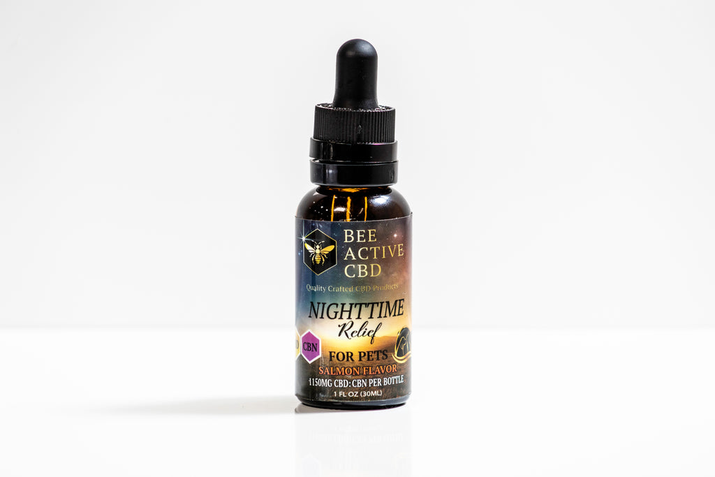 Bee Active Nighttime Relief Pet Tincture — Full Spectrum CBD + CBN Salmon Flavor