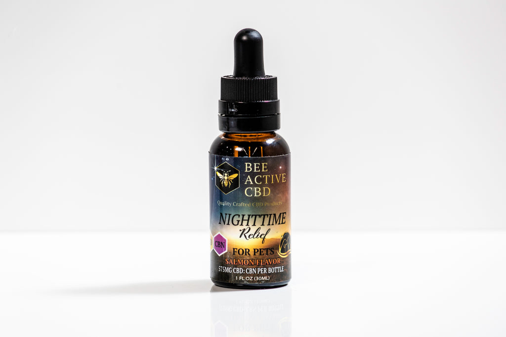 Bee Active Nighttime Relief Pet Tincture — Full Spectrum CBD + CBN Salmon Flavor